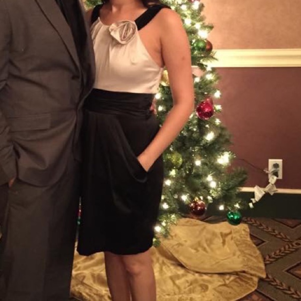 Black and cream cocktail dress